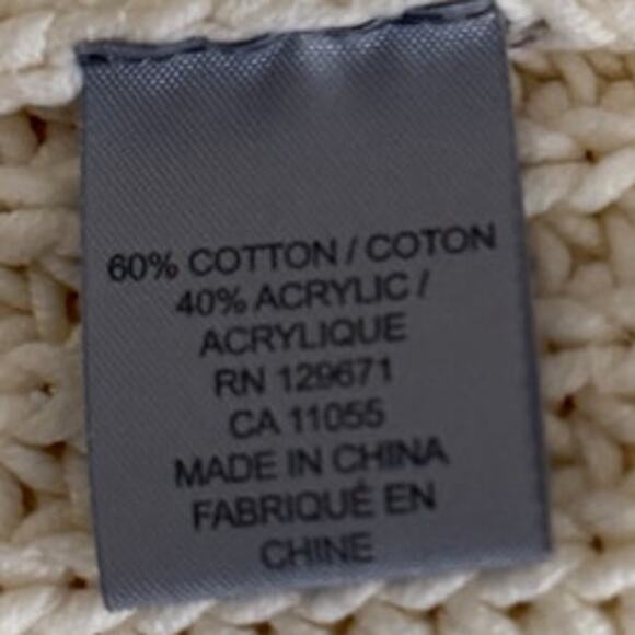 360SWEATER Cotton Fisherman Crew Neck Long Sleeve Pullover Sweater S Cream - Picture 4 of 5